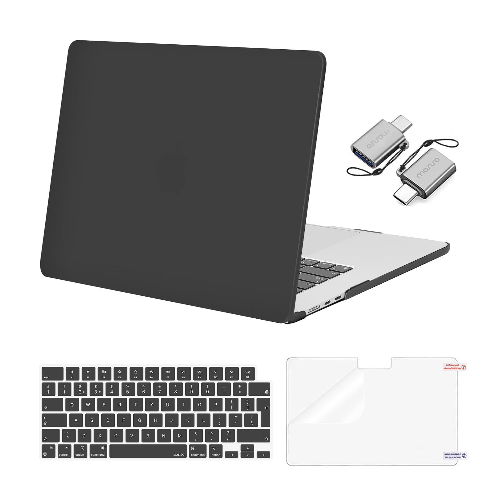 MOSISO Compatible with MacBook Air 15 inch Case 2026-2023 M5 M4 M3 M2 A3448 A3241 A3114 A2941, Scratch Resistant Protective Hard Cover Case &Keyboard Skin&Screen Film&Type C, Slate Gray