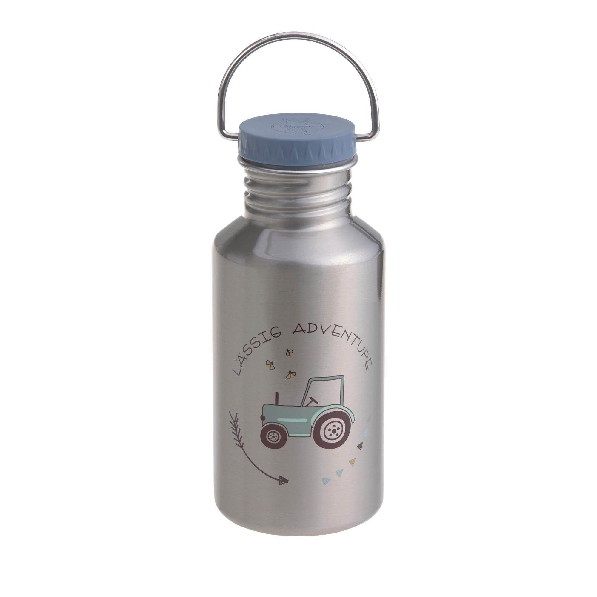 LÄSSIG Kids Stainless Steel Bottle with sports lid 500 ml Adventure Tractor