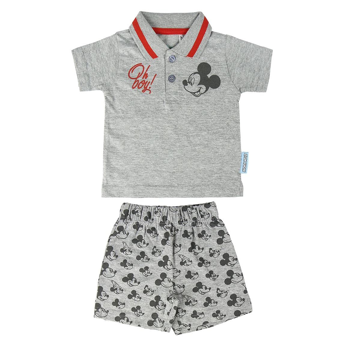 Cerdá Unisex Kids Conjunto Bebe Niño Verano De Mickey Mouse Disney - 6 Meses - Polo + Pantalon De Algodon Shorts Set Not Applicable, Gris, Small