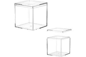 KISSYOU Acrylic Box Large Clear Acrylic Boxes with Lids Transparent Display Square Cube Acrylic Storage Organizer Containers for Easter,Wedding,Birthday and Jewelry,Cake,Candy 4x4x4 Inch