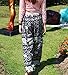 Banjamath® Women's Smocked Waist Harem Hippie Boho Yoga Palazzo Casual Pants (M,Black with Drawstring Waist)