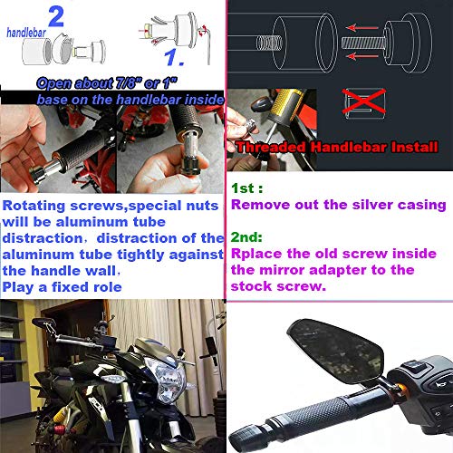 Yibid 7/8" Motorcycle CNC Billet Aluminum Handle Bar end Mirrors Triangle Side Rearview Universal for 7/8 inch Handlebar Honda Kawasaki Suzuki Yamaha Harley Ducati Racer Street Bike (Blue Stem)