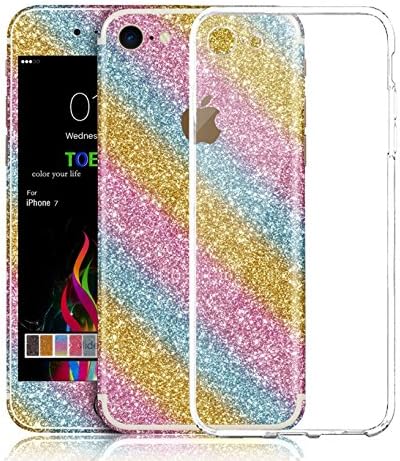 iPhone 7 Sticker, Toeoe Bling Crystal Diamond Decal Skin with a Clear Case for iPhone 7 Rainbow