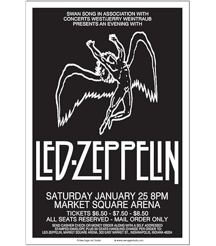 Amazon.com: Raw Sugar Art Studio Led Zeppelin 1975 Chicago Concert