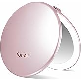 Fancii Taylor LED Lighted Travel Makeup Mirror, Rechargeable with 10x/1x Magnifying & 3 Light Settings - Compact, Portable, Large 5” Wide Hand Mirror for Handbag and Purses (Rose Gold)