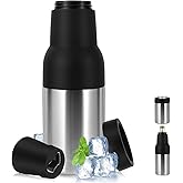 Dbgogo 12 oz Can Cooler Beer Bottle Holder with Beer Opener, Vacuum Insulated Double Walled Stainless Steel Slim Can Beer Bottler Insulator Holder -Silver