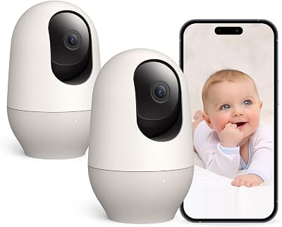 nooie Baby Monitor 2 Pack 2K 360° Night Vision AI Motion Tracking Alexa