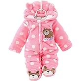 XIFAMNIY Baby Newborn Jumpsuit Footie Hooded Thicken Winter Bunting Outwear Snowsuit Pajamas for Girls Boys…