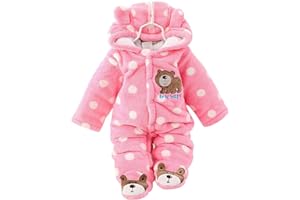 XIFAMNIY Baby Newborn Jumpsuit Footie Hooded Thicken Winter Bunting Outwear Snowsuit Pajamas for Girls Boys…