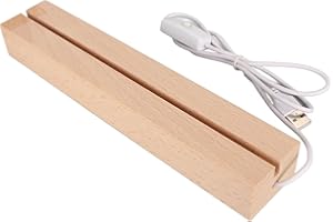 Bewinner Rectangle LED Lights Wooden Display Base Low Power Consumption for Artworks USB Interface for Crystal Glass Acrylic 