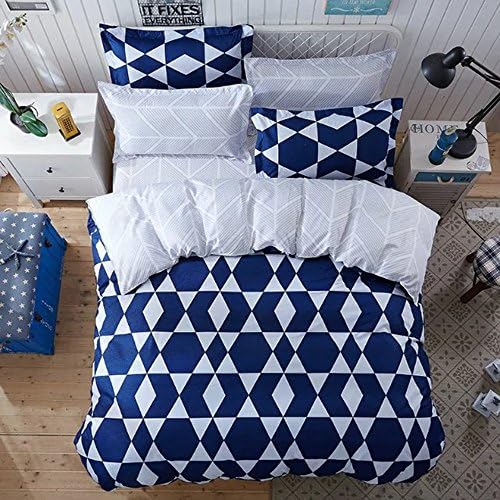 FACE TWO FACE 3 Pieces Duvet Cover Set Printed Microfiber Reversible Design (KING, Tendril blue)