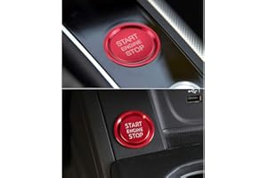 LECART Car Accessories Fit for Audi A4 A5 A6 A7 Q5 Red Car Engine Start Button Cover Stickers Auto Interior Decoration Metal Keyless Ignition Button Decor Trim 2Pcs