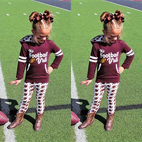 CSSD Toddle Infant Baby Boy Girl Letter Hoodie Tops+Pants Football Outfit Clothes Set 6M-4T (70, Wine)