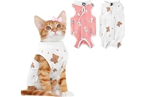 2 PCS Cat Recovery Suit Female Cat Onesie for Cats After Surgery Spay Abdominal Wounds, Kitten Surgery Recovery Suit Female B