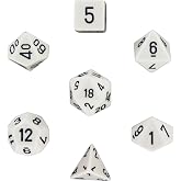 Polyhedral 7-Die Opaque Dice Set - White with Black