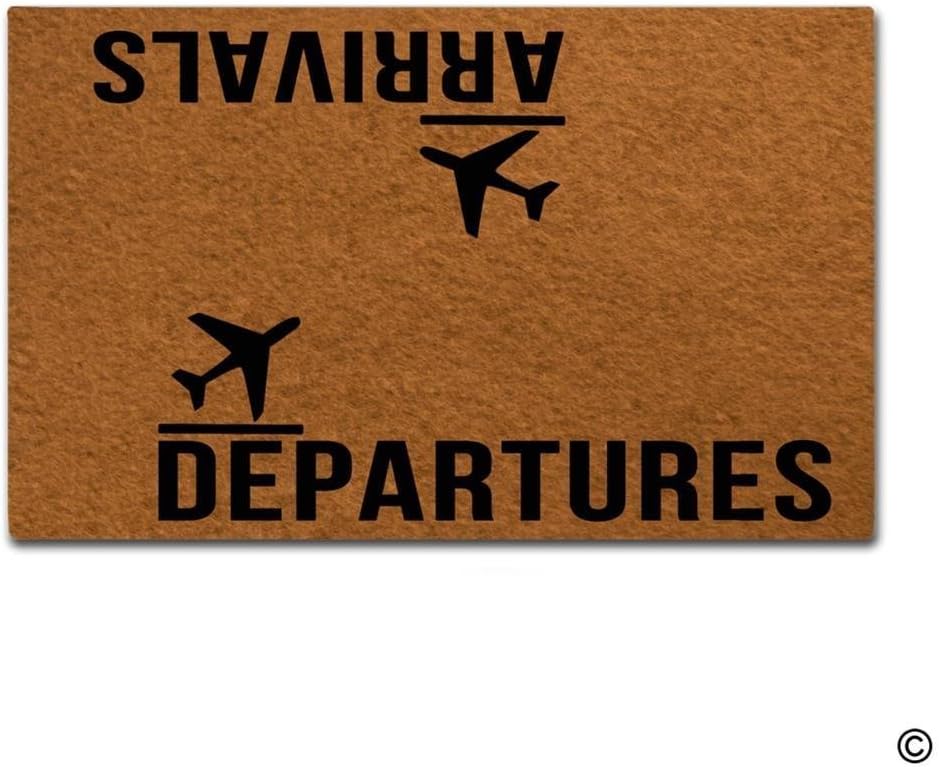 BLINY Doormat Entrance Floor Mat Funny Doormat Arrivals Departures Door mat Decorative Indoor Outdoor Doormat Non-woven Fabric Top 23.6 Inch by 15.7 Inch
