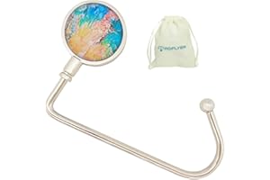 ROFLYER Purse Hook Hanger for Table Bar Long Handbag Hanger Bag Hanger with Velvet Pouch (Painting)