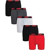 AND1 Mens Boxer Briefs - 5 Pack Stretch Performance Mens Underwear Boxers with Functional Fly Pouch, 6" Inseam (S-3XL)