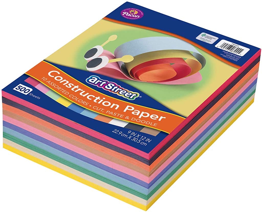 Art Street Lightweight Construction Paper, 10 Assorted Colors, 9"x 12", 500 Sheets