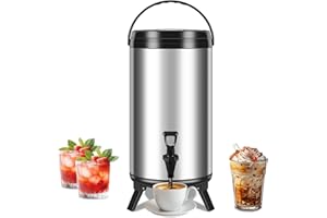 ExGizmo Insulated Beverage Dispenser 12L/3.2Gal,Stainless Steel Drink Dispenser,Hot Water Urn, Coffee Dispenser,Milk Bucket W