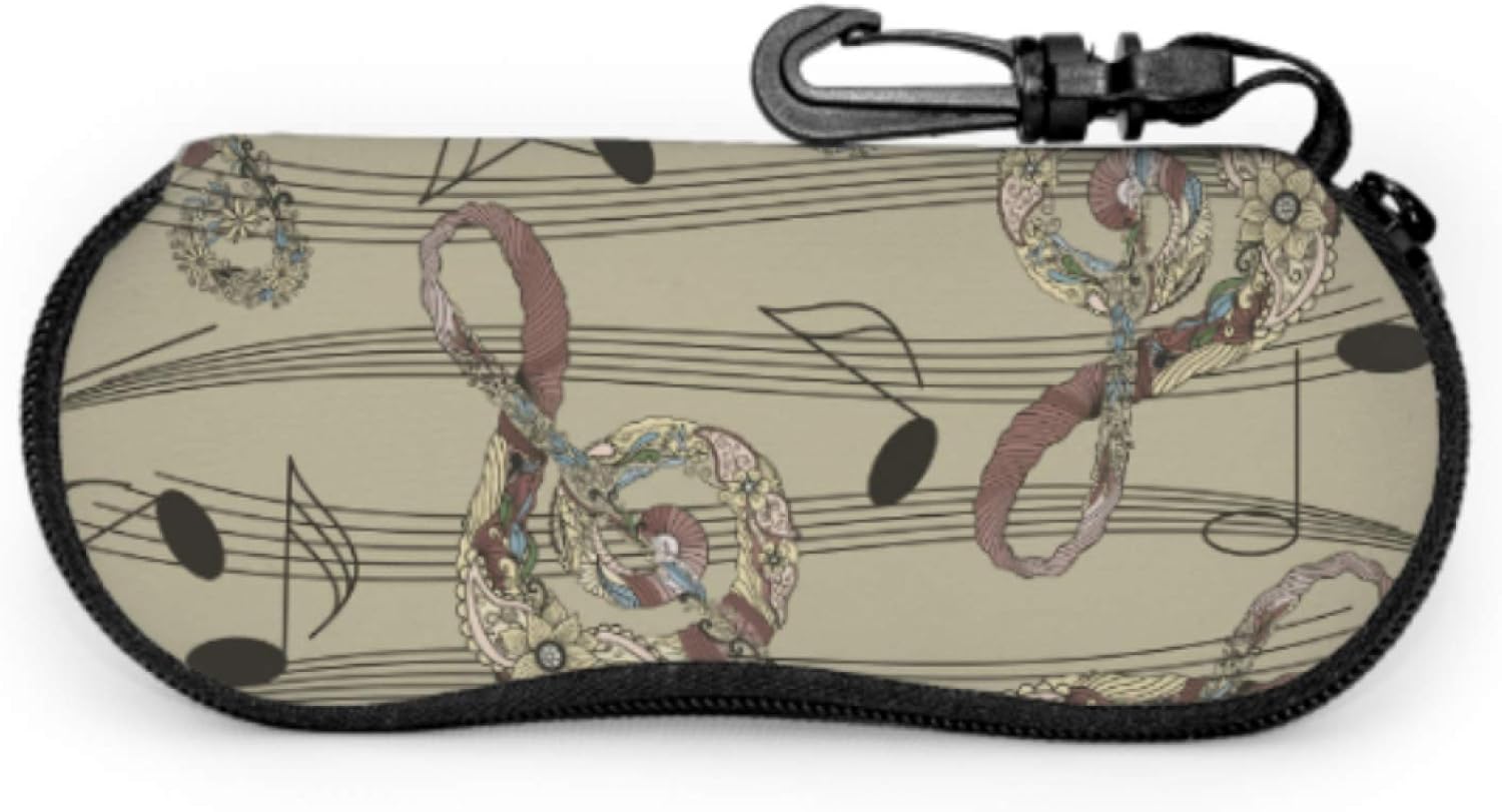 Glasses Case, Eamless Pattern Abstract Music Notes Sunglasses Soft Case