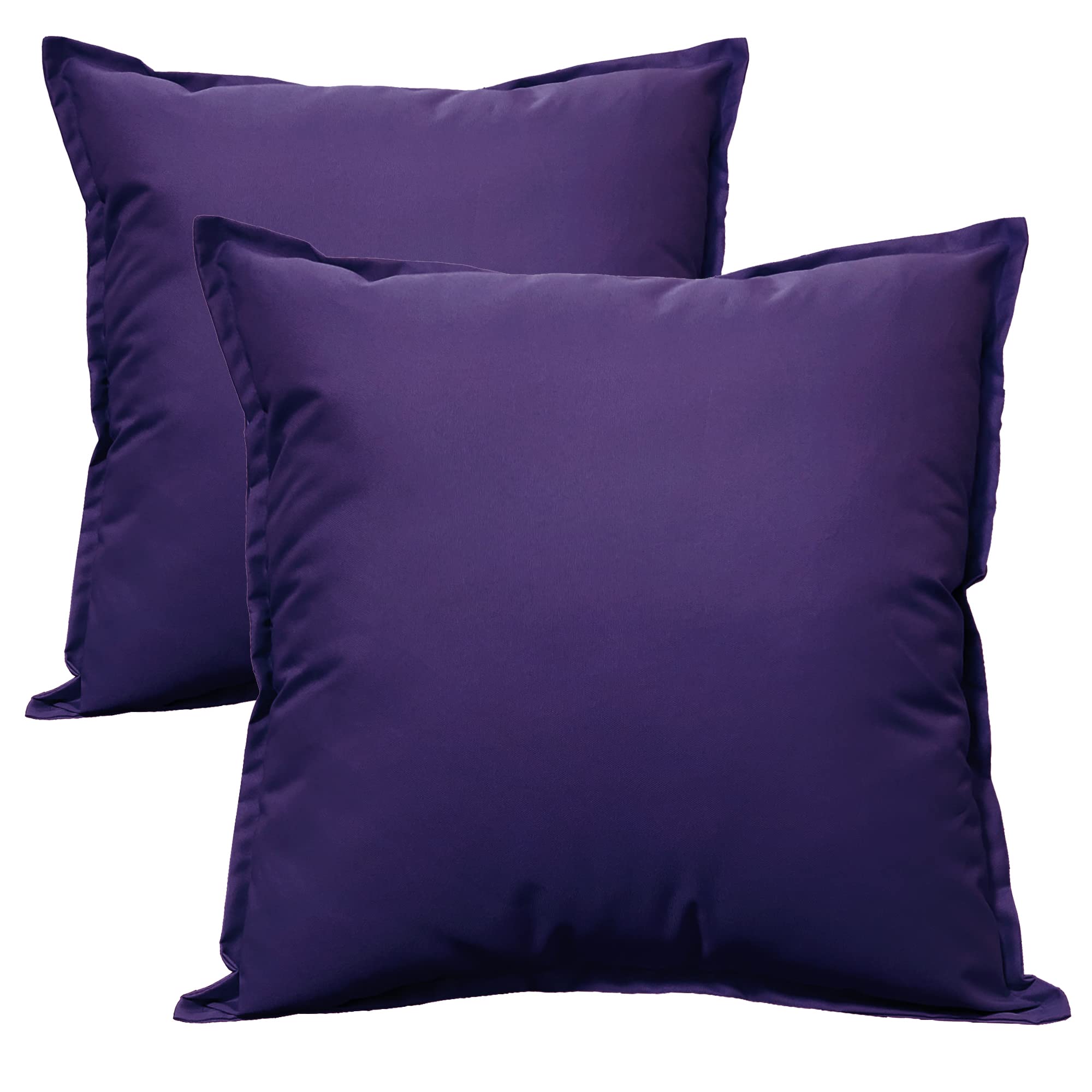 Olivia Rocco Pack of 2 Waterproof Cushion Cover Outdoor Garden Decorative Cushions Covers for Patio Bench Sofa Furniture Indoor Living Room Bed Chair Scatter (Purple, 43 x 43 cm)
