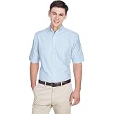 UltraClub Men's Classic Wrinkle-Resistant Short-Sleeve Oxford 4XL BLUE/ WHITE