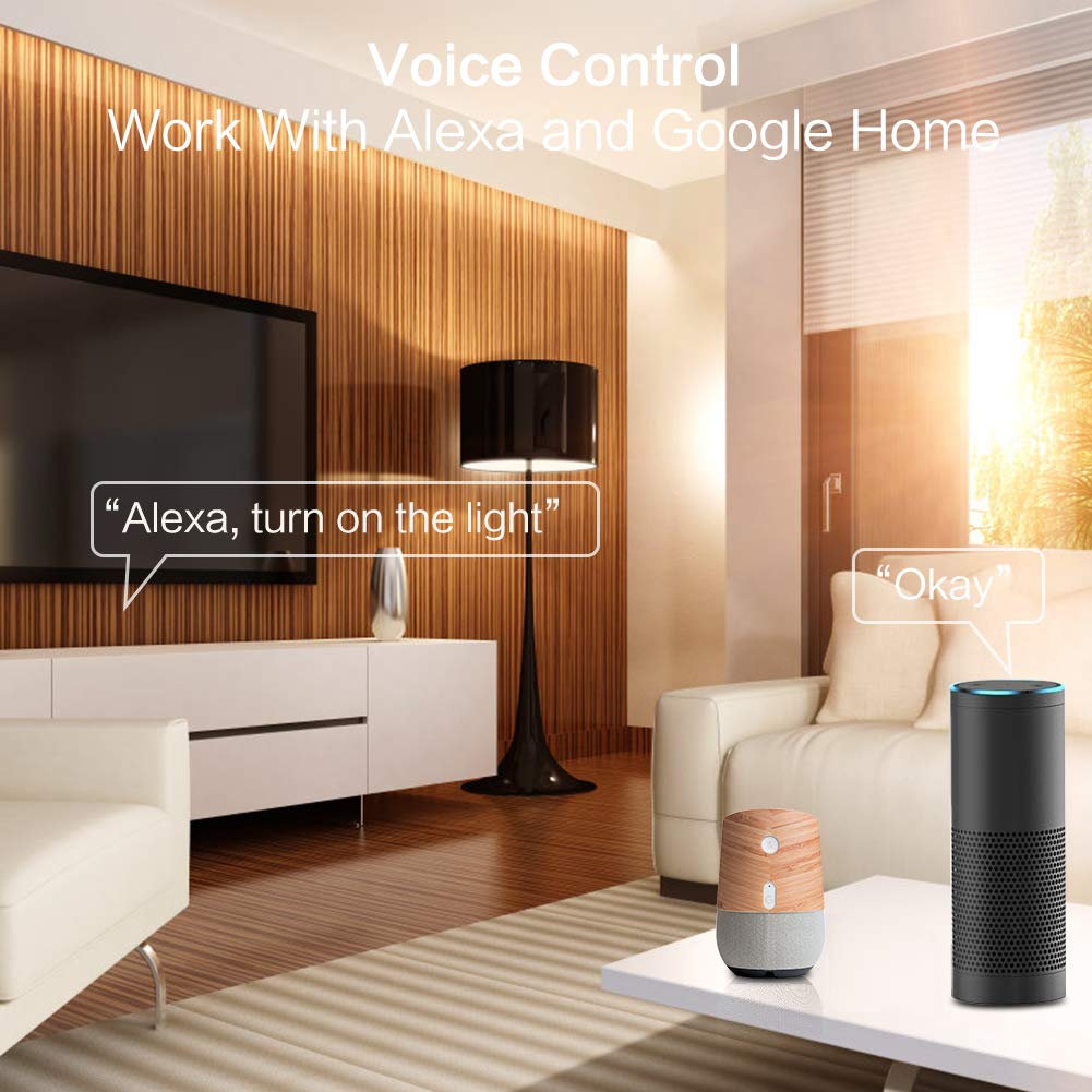 Smart Plug, 2-in-1 Wifi Plug Outlet Work with Alexa Google IFTTT, App Remote Control, Timing Function Smart Socket, Mini Outlet with Energy Monitoring, No Hub Needed, 16A 2 Pack (White)