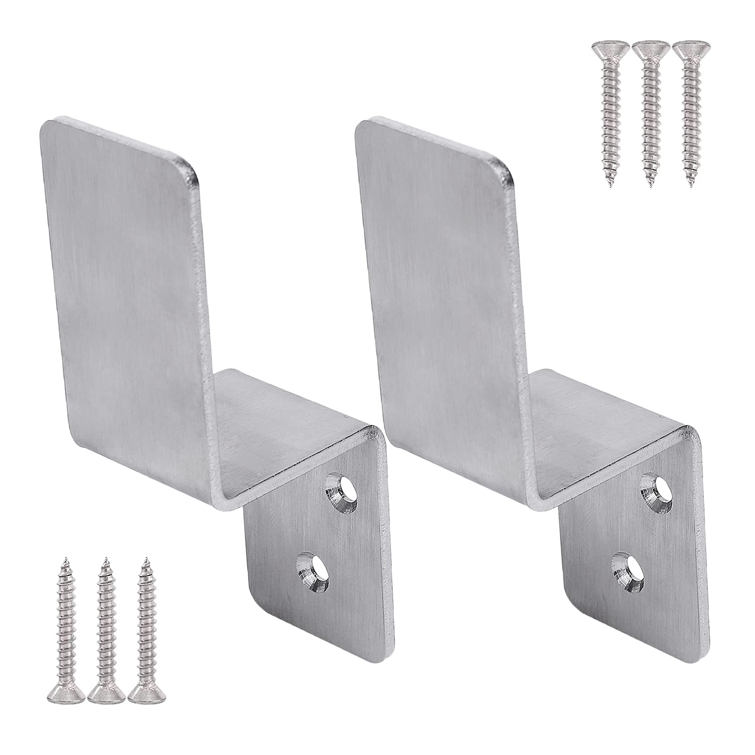 KSWLOR 2x4 Door Barricade Brackets|2PCS Heavy Duty Stainless Steel Drop Open Bar Security Door Lock Bracket Bar Holder Fits 2 by 4 Lumber,Security Z Bracket for Barn,Gate,Shed,Garage