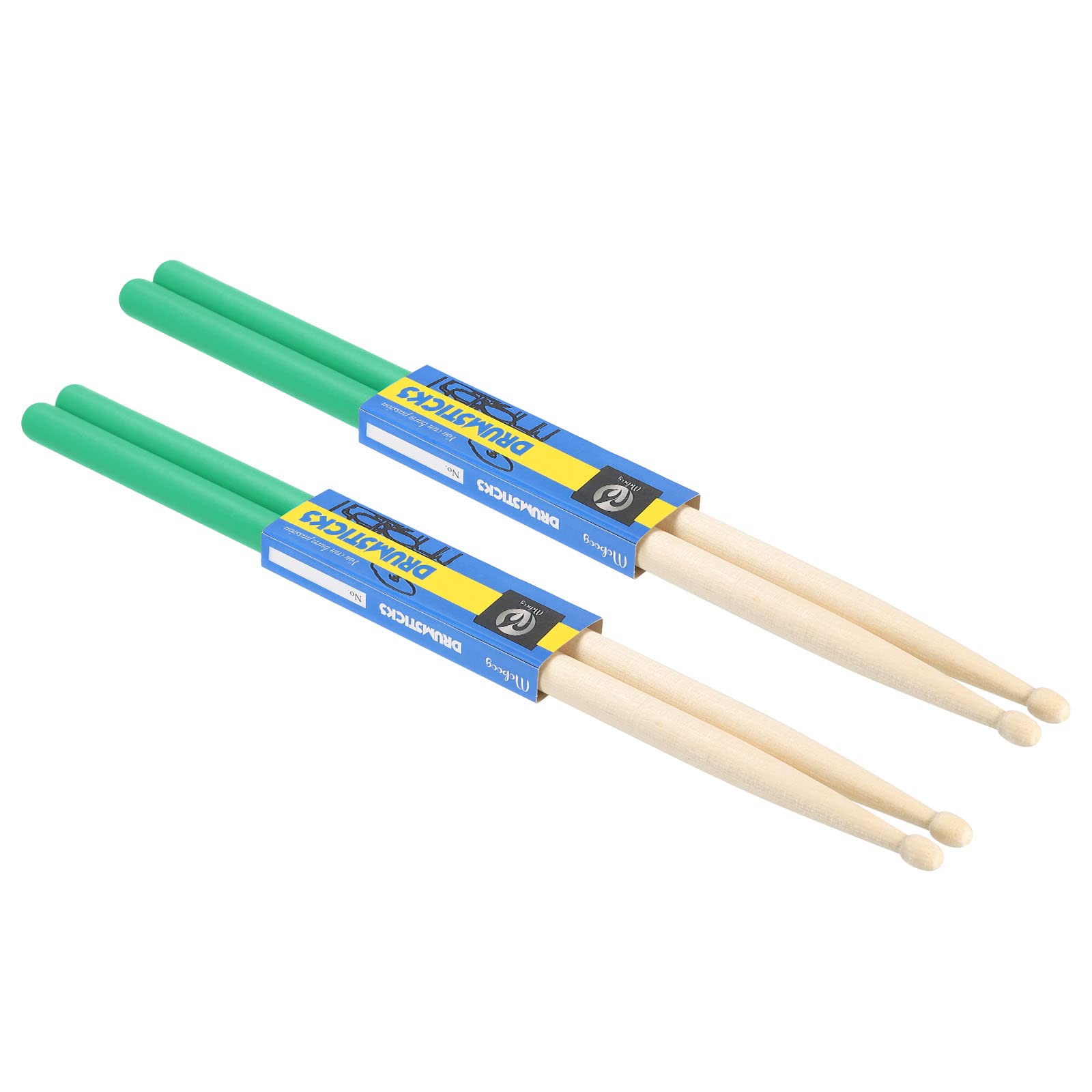 PATIKIL Maple Wood Drumstick Anti Slip Handle Grips Drum Stick Wrap 5A Green 2 Pair for Drumming Musical Instrument Percussion