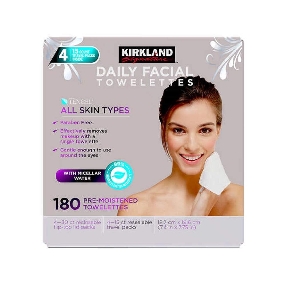 Kirkland-Signature Daily Facial Towellettes, 4.53 Pound (180 Count, 1-Box): Beauty