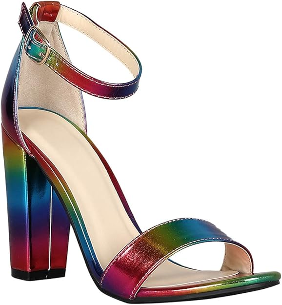metallic rainbow heels