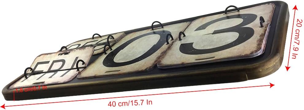 Metal Perpetual Calendar Iron & PVC Wall Desk Calendar Flip Distressed Finish for Home Office Decor 15.7x7.9x0.7 inch - Image 5