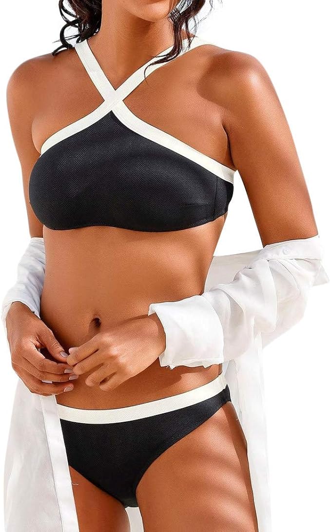 patchwork baby blue bikini set