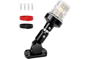 SETYPARY Anchor Light Stern Light for Boats LED, Boat Navigation Lights 3 Nautical Mile Visibility, Waterproof IP67 White Fold Down Pontoon Boat Lights for Marine, Jon Boat, Small Boats (12~24V, 6”)