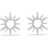 Boma Jewelry Sterling Silver Sunburst Sun Open Circle Stud Earrings