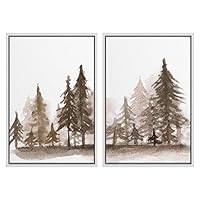 SIGNWIN 2 Piece Framed Canvas Wall Art Nordic Style Abstract Trees Canvas Prints Home Artwork Decoration for Living Room,Bedroom - 16