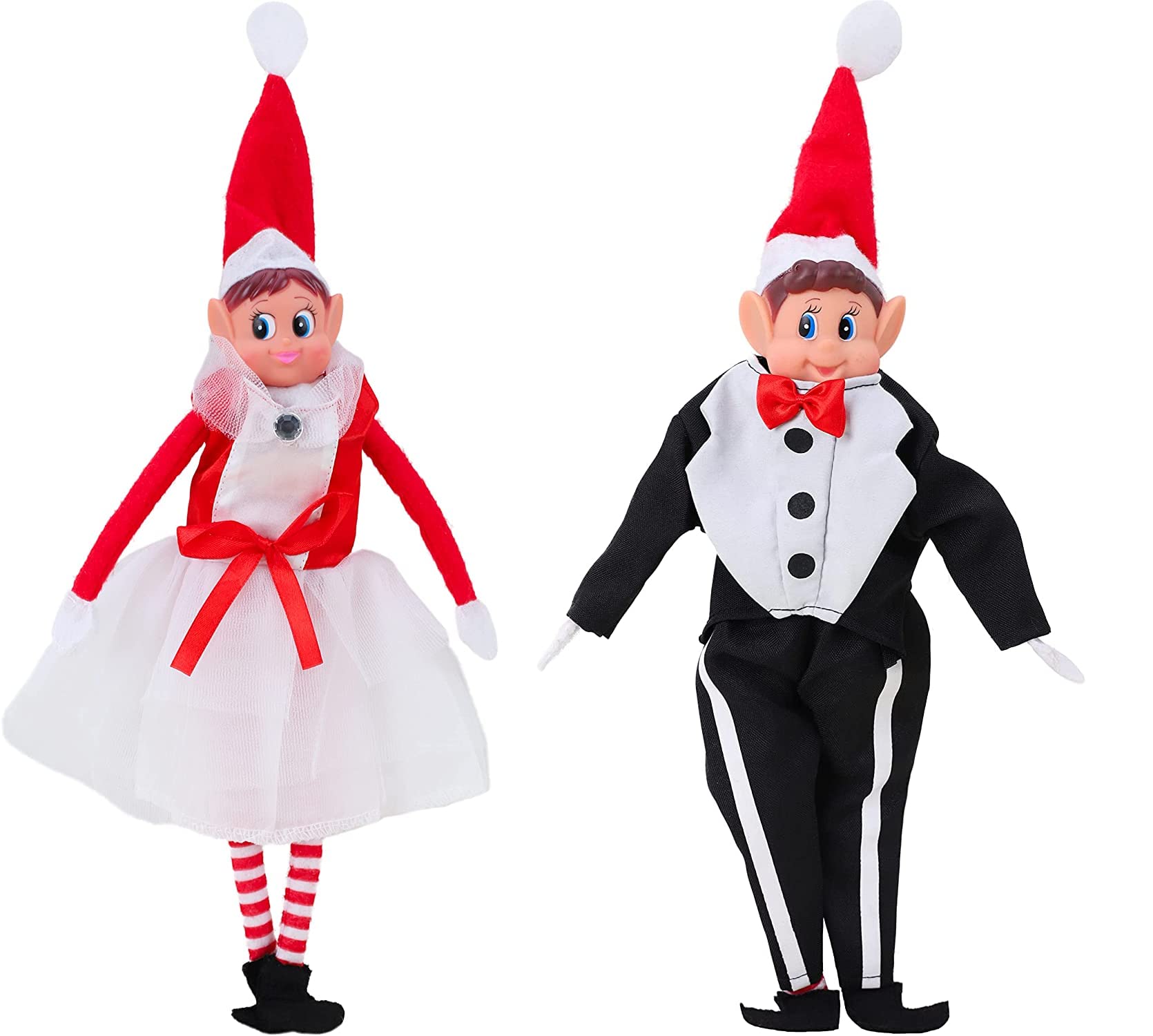 Toyland® Novelty Elf Fancy Dress Outfit - Clothing Accessories for Christmas Elves (BRIDE & GROOM)