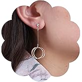 Iaceble Boho Metal Circle Drop Earrings Gold Multi Circle Hoop Earrings Circle Hoop Dangle Earrings Long Open Circle Earrings Jewelry for Women