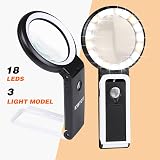 KIBTOY Magnifying Glass with Light and Stand 18 LED Folding Desk Magnifier Black view 5