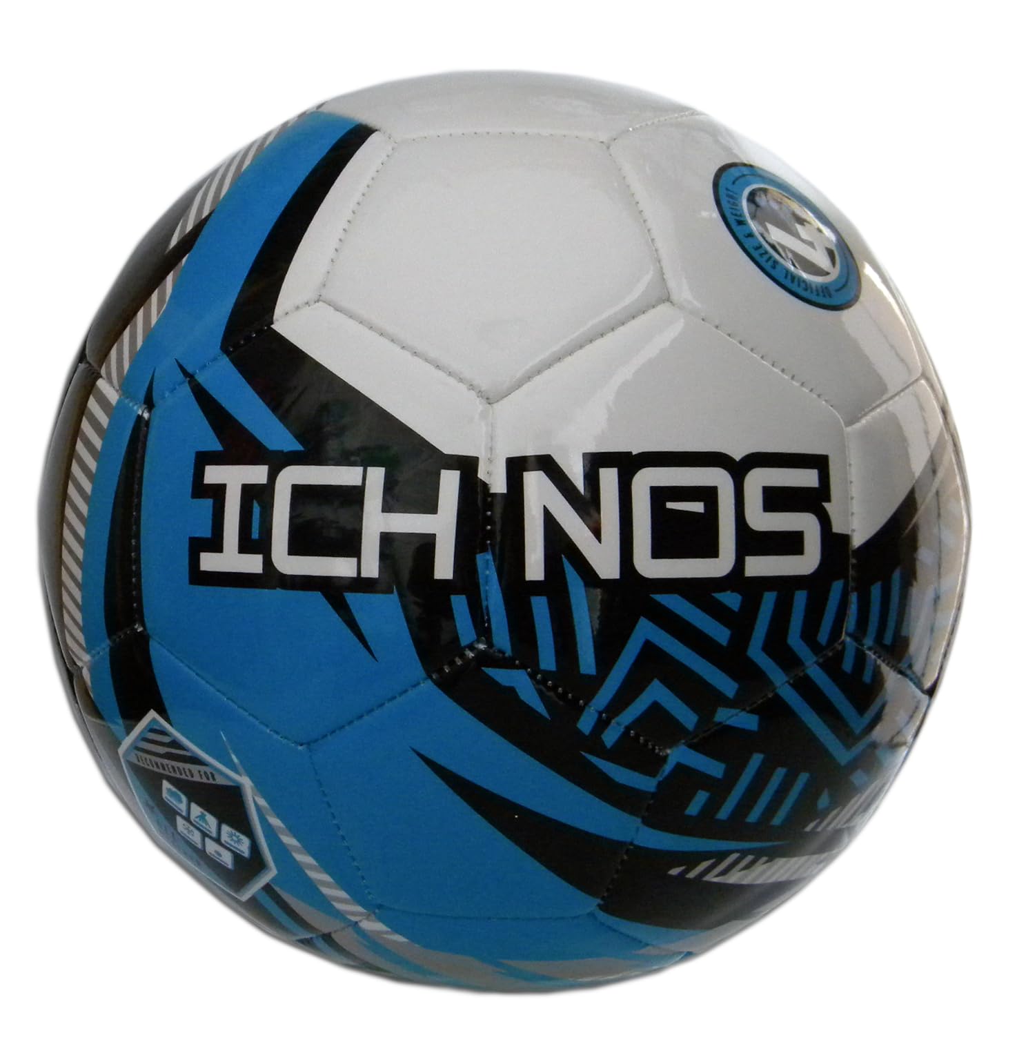 ICHNOS Snazzer Junior size football ball (White, Blue, Black, Silver, 4 (AGE 9-14))