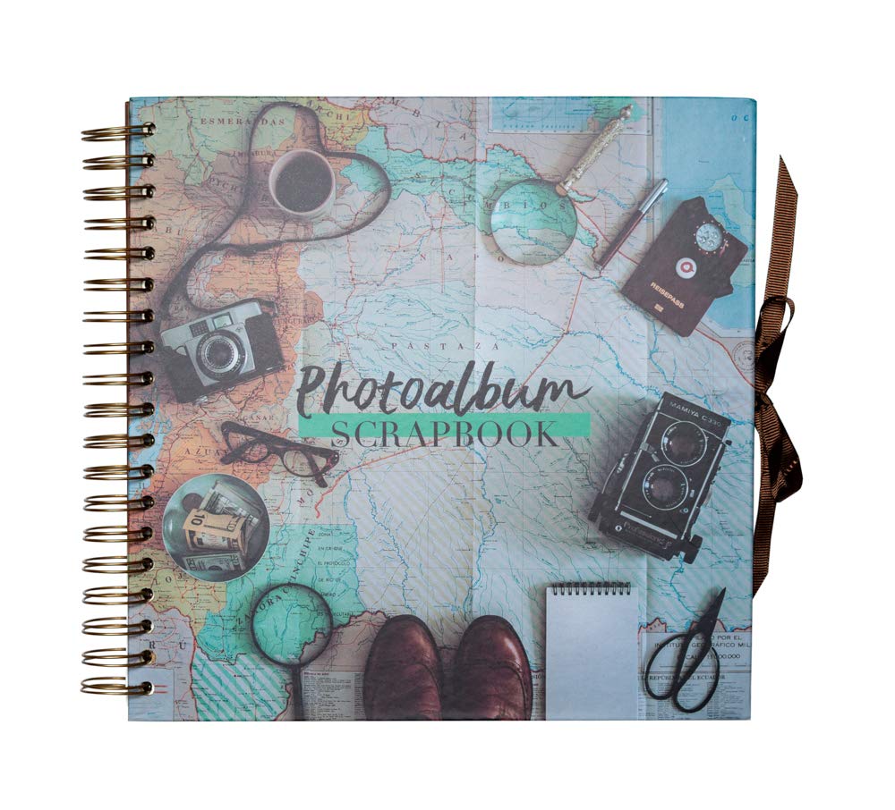 Grupo Erik Photo Album Scrapbook Vintage Travel | 10.2 x 10.2 inch - 26 x 26 cm, 40 Pages, Hardcover Scrap Book, Memory Book Journal | Gifts For Travellers