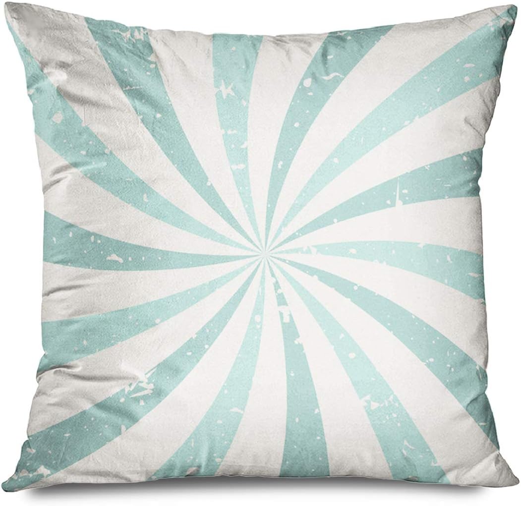 DANGCCI Throw Pillow Cover Square 20x20 Inches Beam Sunlightspiral Powder Spiral Old Blue Beige Vintage Burn Burst Carnival Circus Craft Pinwheel Decorative Pillow Cushion Case Home Decor Pillowcase
