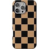 Casely iPhone 16 Pro Max Case | Fit Check | Black & Brown Checkerboard | Bold Protective Design | MagSafe Compatible Design