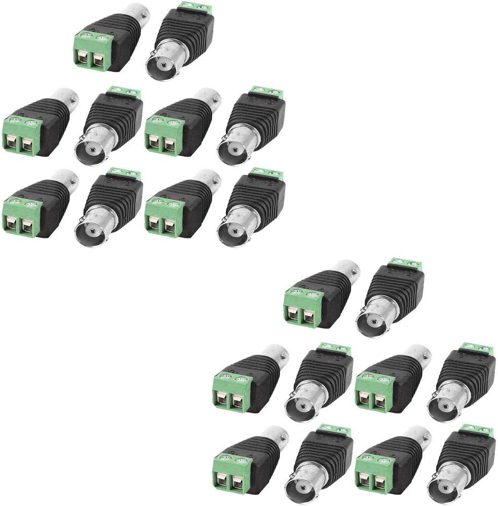 20Pcs Screw Terminal Coaxial Cat5 to BNC Female Video Balun Connector DC Power Jack Plug