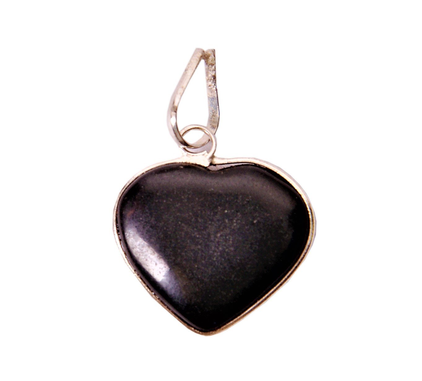 Purpledip Black Agate Heart Pendant For Necklace: Reiki Energized Natural Crystal Good Luck Charm (11336)