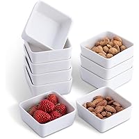 3.5 Inch Square Ramekins Set of 10, 6 oz Porcelain Ramekins for Baking, Creme Brulee Dish, Souffle Cups, Appetizer Cups, Dipp