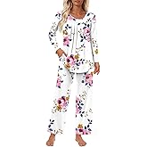 Findsweet Women's Pajama Set 2 Piece Lounge Outfits Soft Sleepwear Fall Long Sleeve Long Pant With Pockets Ladies Pjs S-3XL