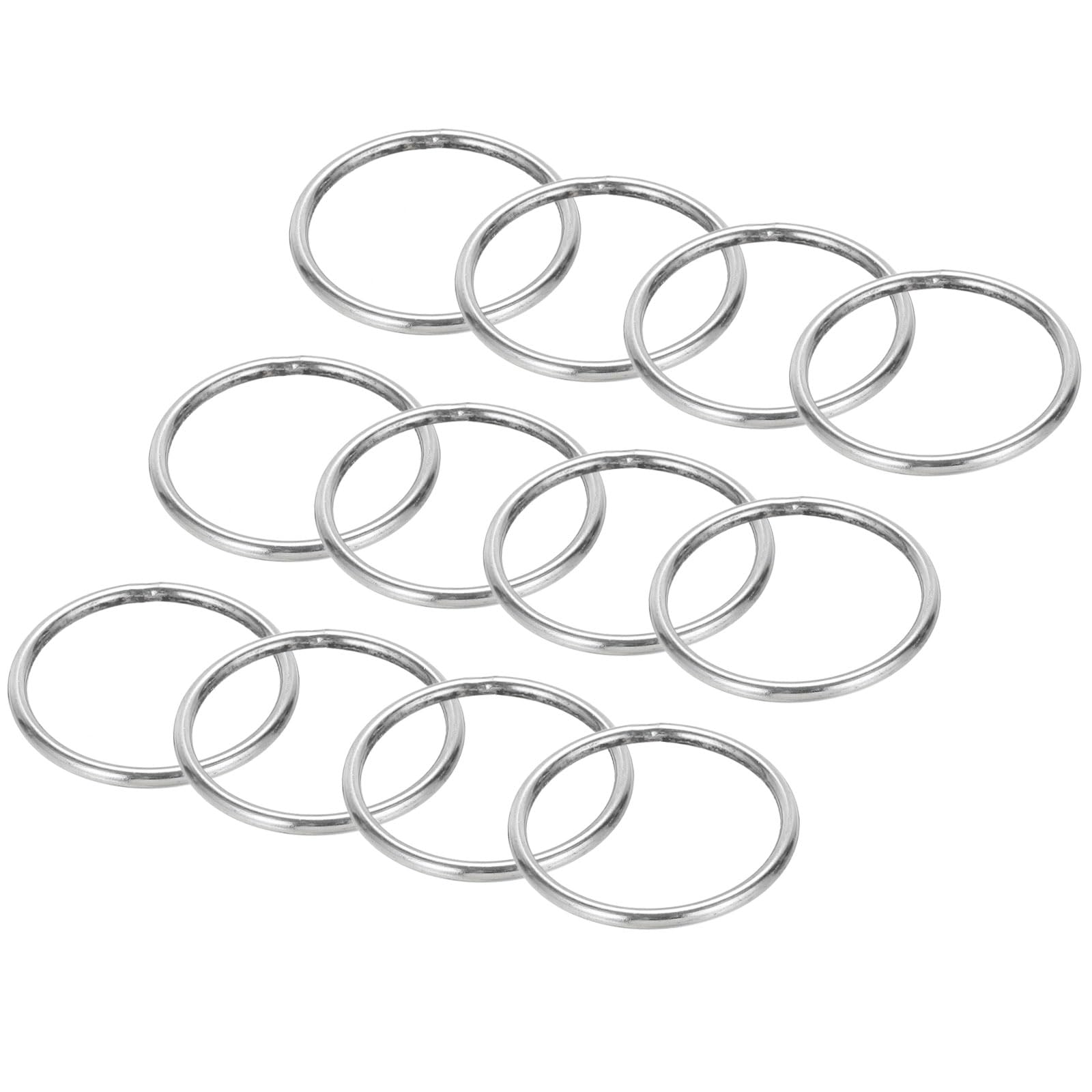 PATIKIL 1.6" Metal O Rings, 15 Pcs 304 Stainless Steel O-Ring Heavy Smooth Round Rings for Macrame, DIY Craft, Hardware, Keychain, Belt, Dog Leash, 3mmx40mm