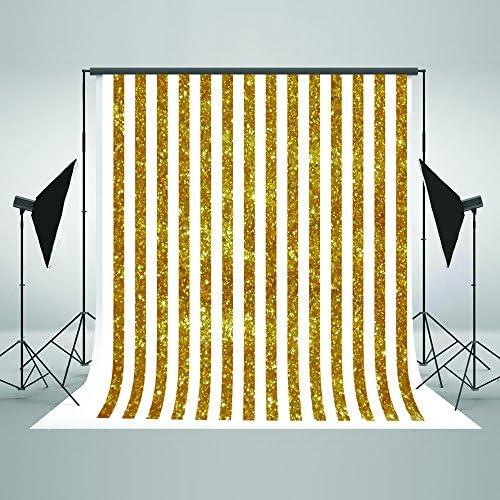 5x7ft White Wall Backdrop Photography Golden Stripe Backgrounds for Photographers Props YY00387